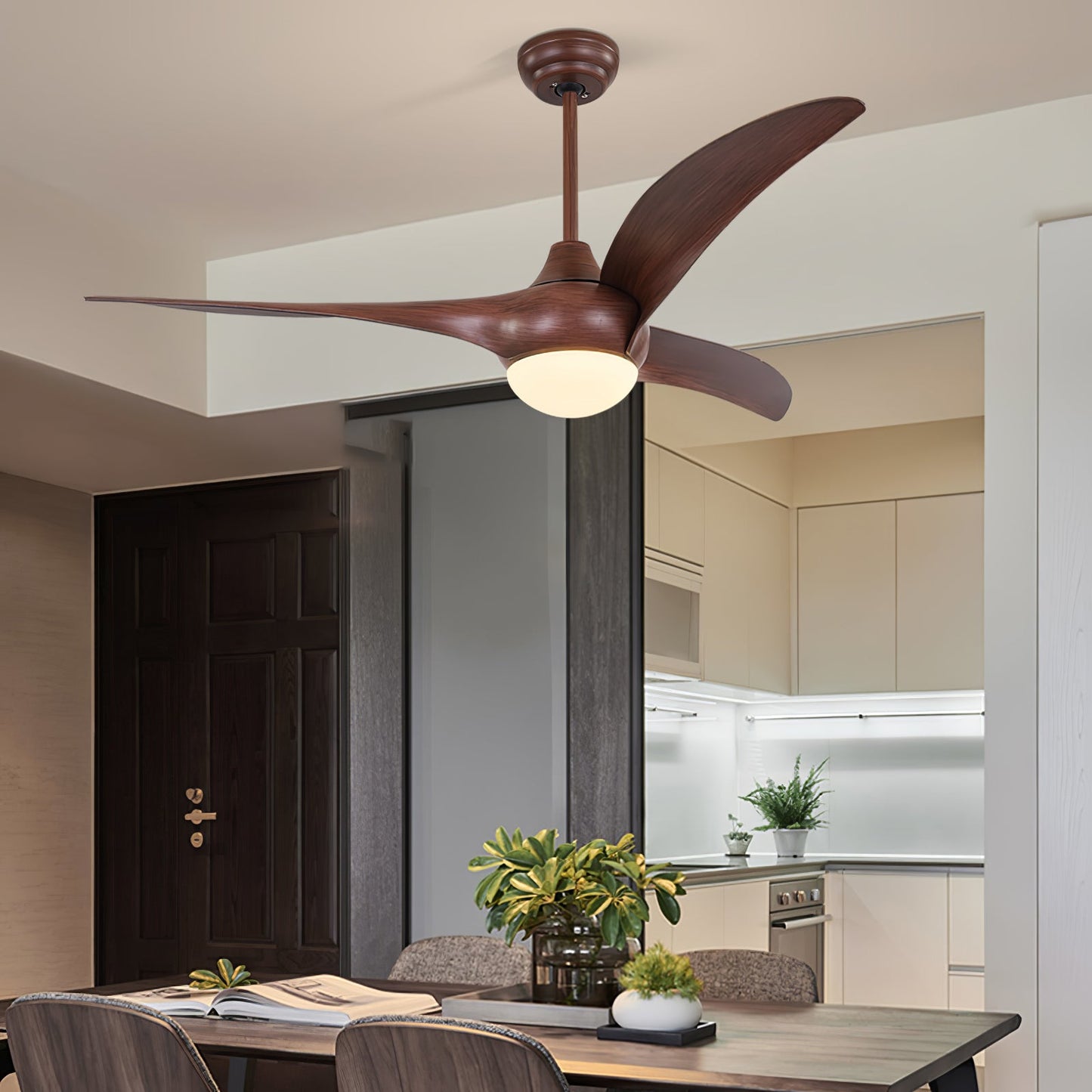 Contemporary 52-Inch LED Ceiling Fan Light with DC Motor & Remote Control 3