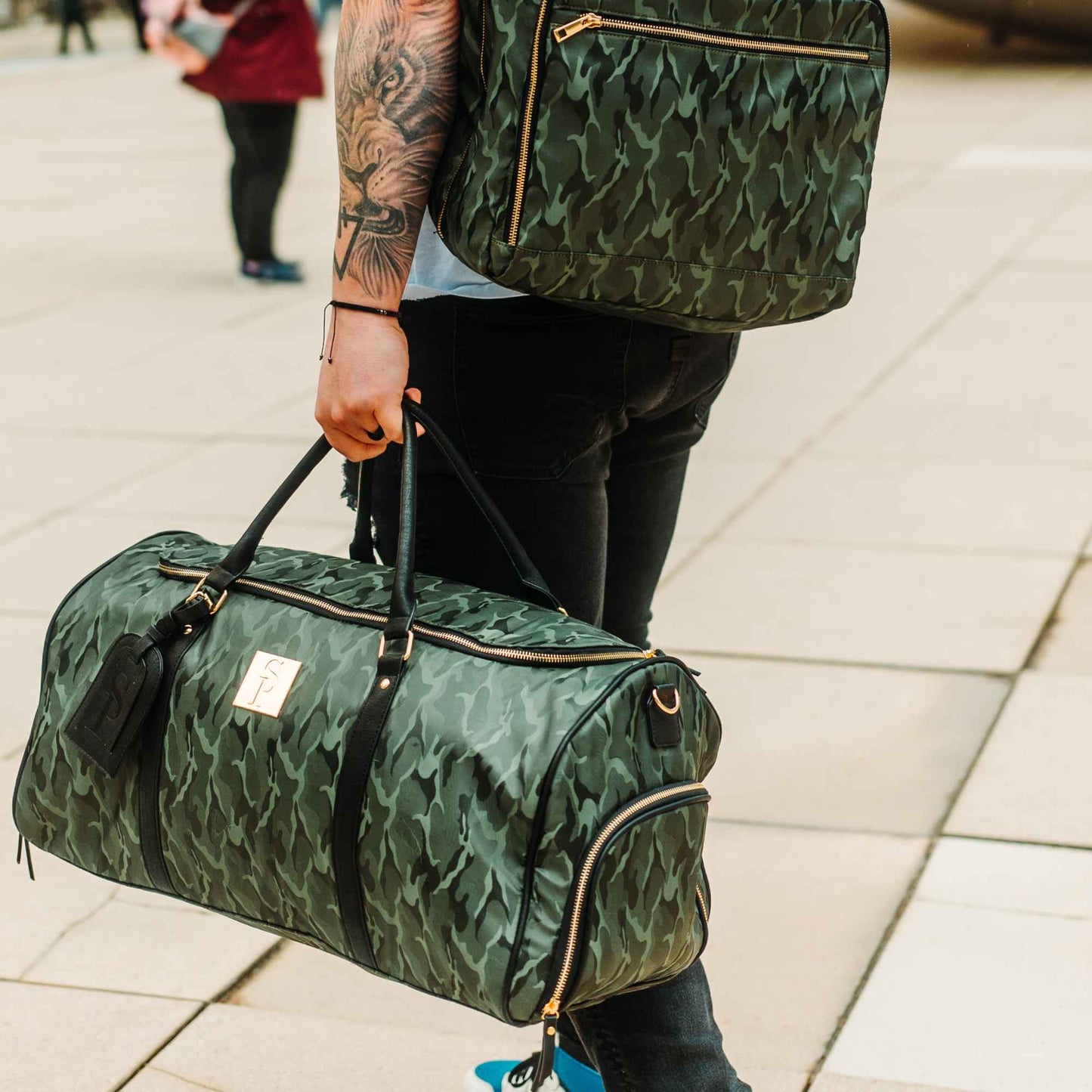 Mala de Viagem Weekender Camuflada Verde