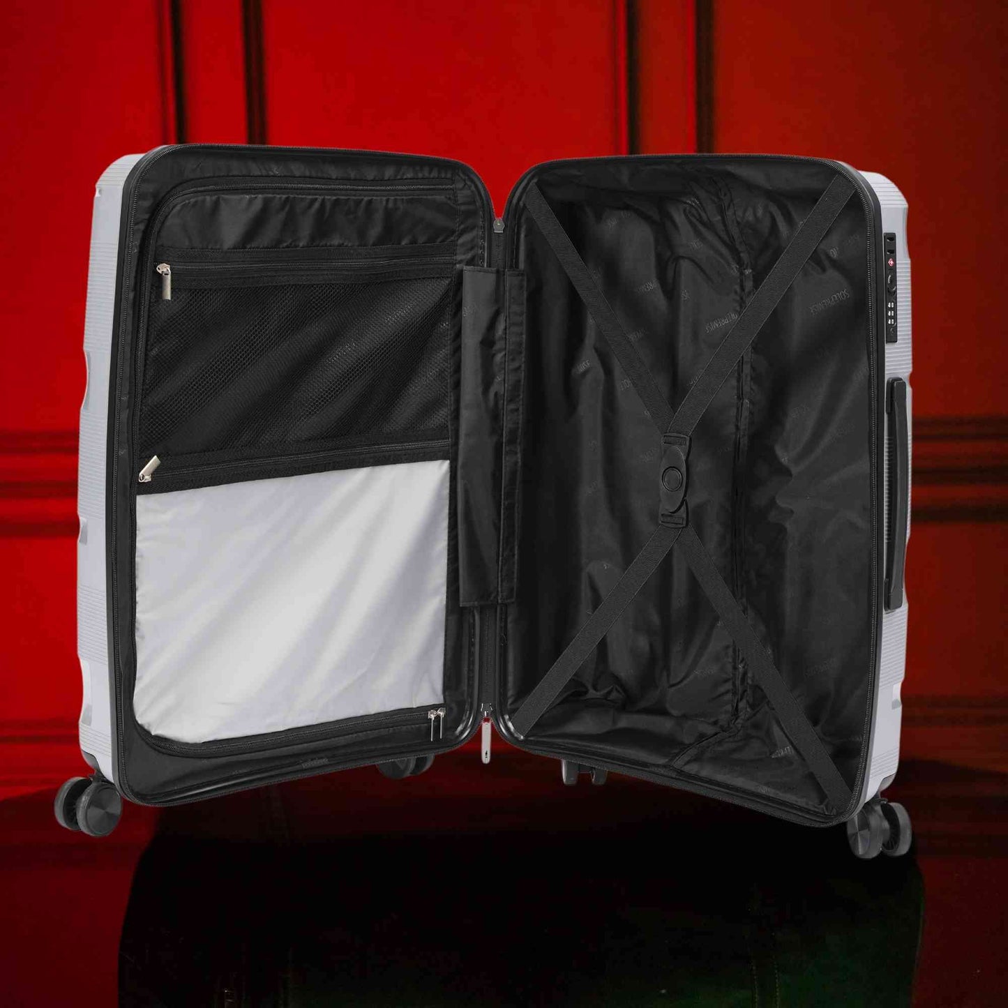 Equipaje de mano rígido plateado de 20 pulgadas con ruedas giratorias 360°