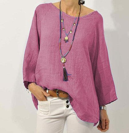 Cotton Linen Women's Top | Relaxed Fit Blouse with 3/4 Raglan Sleeves 4