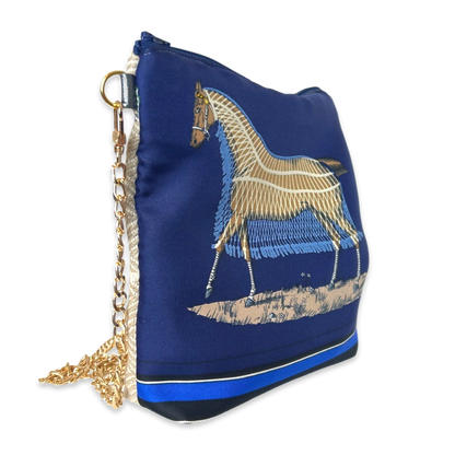 Couvertures et Tenues du Jour Blue Vintage Scarf Crossbody Bag