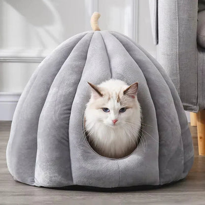 Cozy Pumpkin-Shaped Cat Bed | Warm and Comfortable Retreat for Winter 2