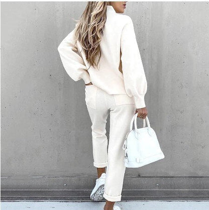 Cozy Women's Loungewear Set - Relaxed Fit Pullover and Pants for Effortless Style and Comfort 1