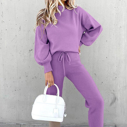 Cozy Women's Loungewear Set - Relaxed Fit Pullover and Pants for Effortless Style and Comfort 8