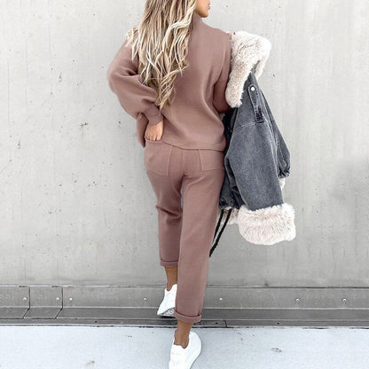 Cozy Women's Loungewear Set - Relaxed Fit Pullover and Pants for Effortless Style and Comfort 9
