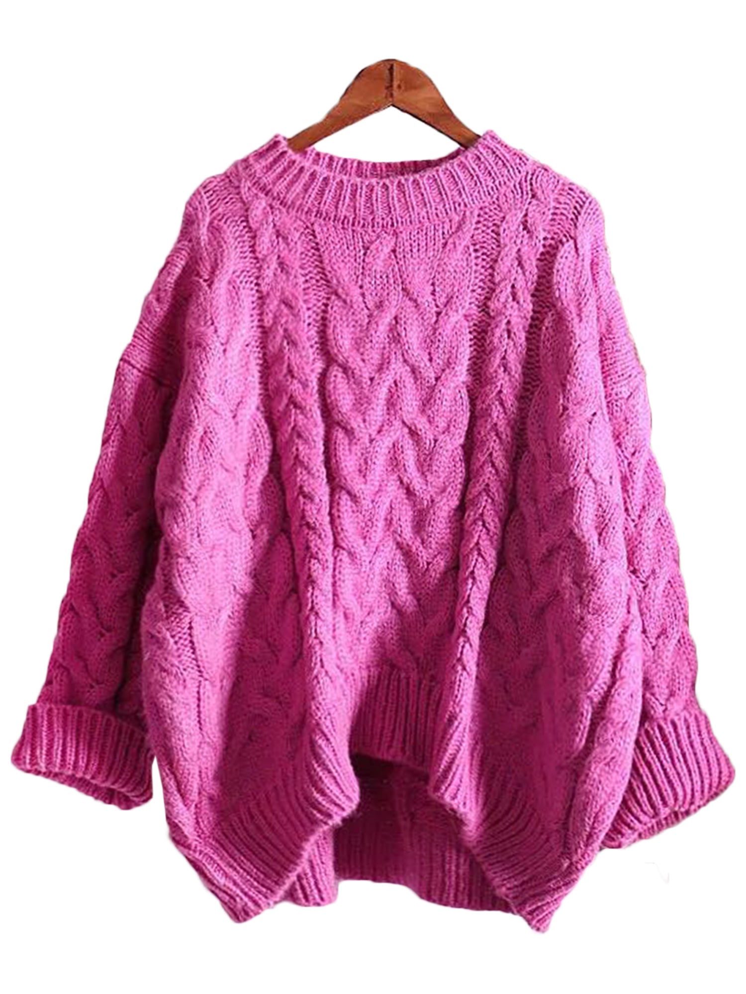 Crewneck Knitted Sweater | Cable-Knit Design with Oversized Fit 0