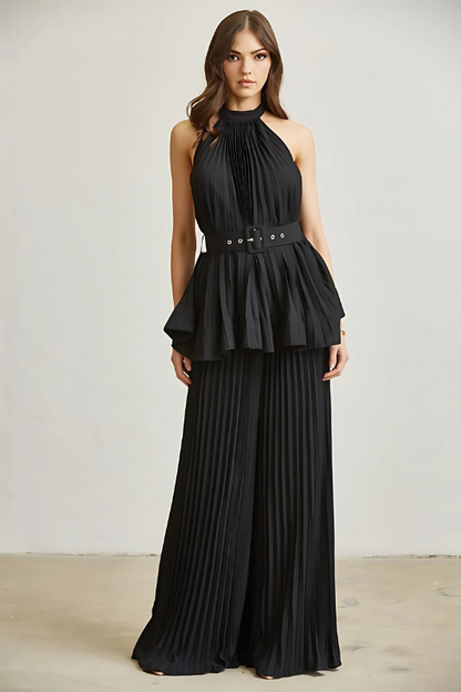 Midnight i Monaco Chiffon Plissert Bukse Sett