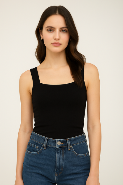 The Workshop Studio: Skulpturstrikket tanktopp fra Luxe Basics