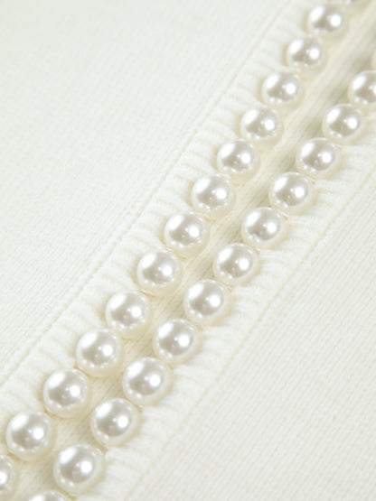 Cropped Cardigan Sweater | Soft Knit with Pearl Trim & Ripped Hem 6