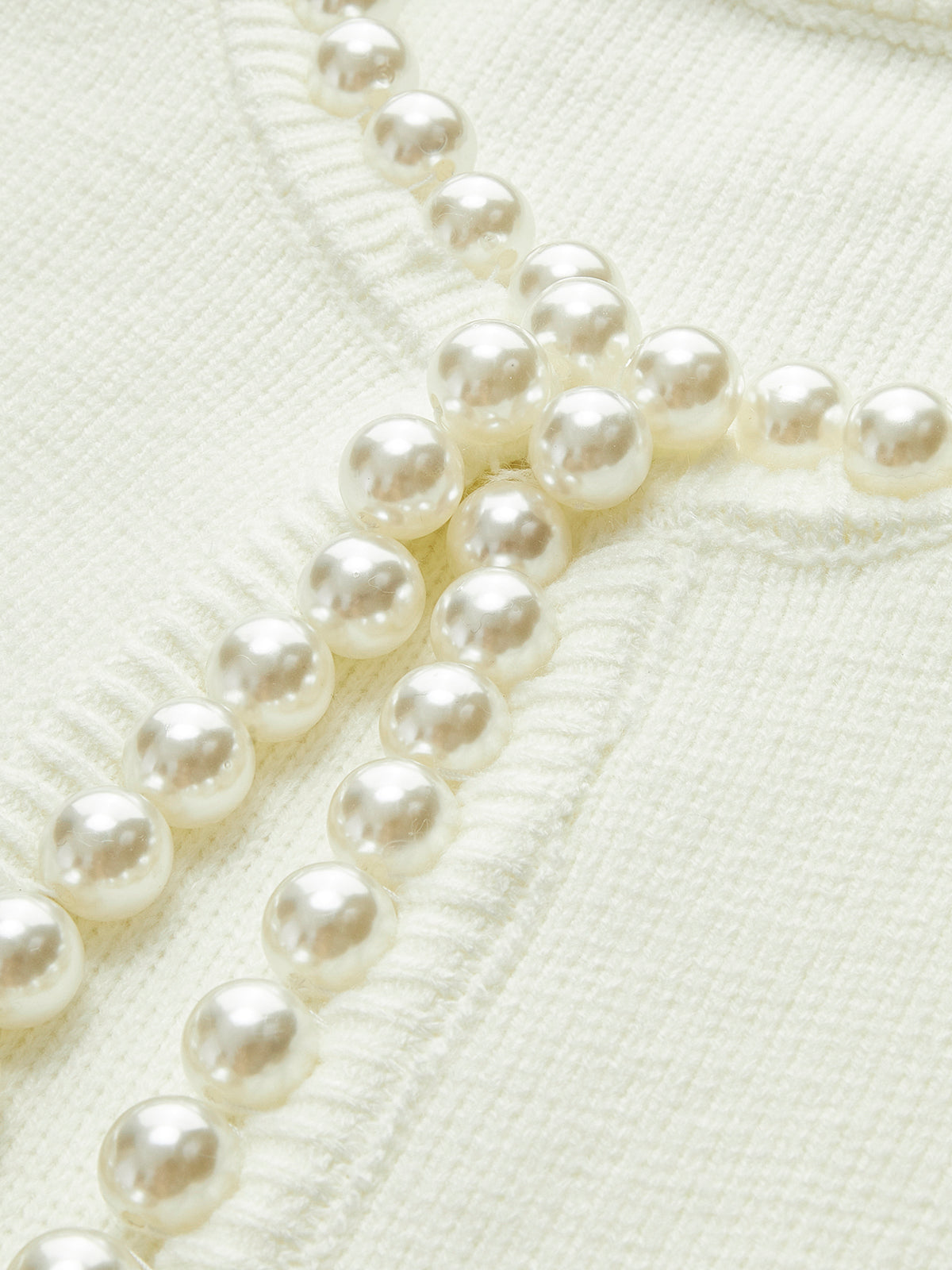 Cropped Cardigan Sweater | Soft Knit with Pearl Trim & Ripped Hem 8