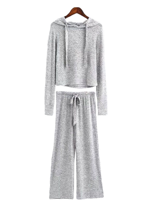 Cropped Hoodie and Bottoms Loungewear Set | Comfortable Cotton Blend 0