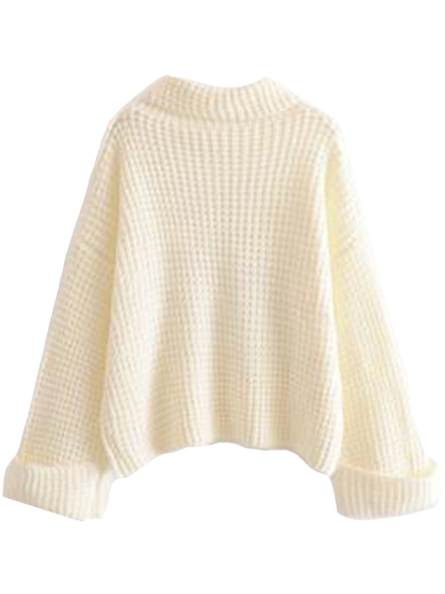 Cropped Turtleneck Sweater | Relaxed Fit Ribbed Knit Design 0