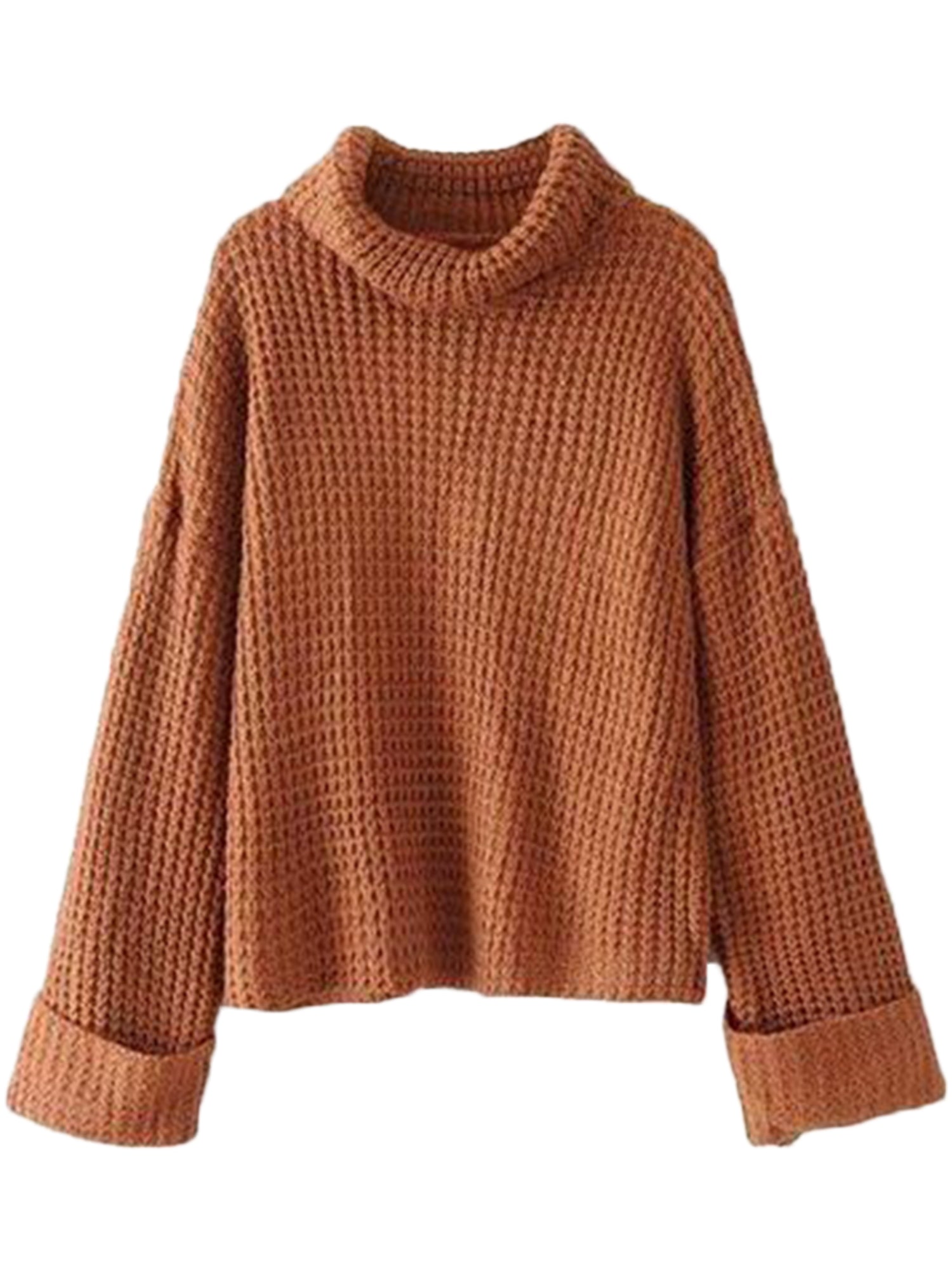 Cropped Turtleneck Sweater | Ribbed Knit Design for Relaxed Fit 0