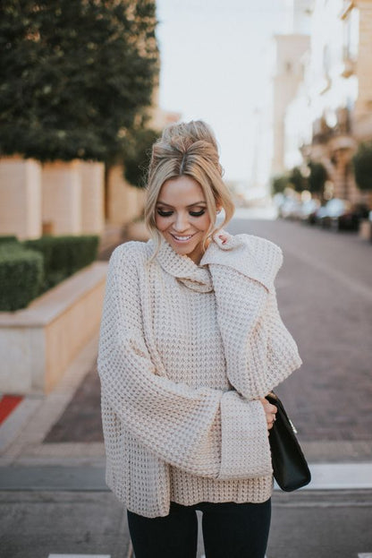 Cropped Turtleneck Sweater | Ribbed Knit Design for Relaxed Fit 2