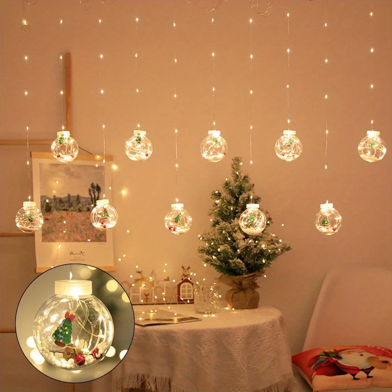 Curtain Light | Warm LED Christmas Decor with Santa and Snowman Designs 0