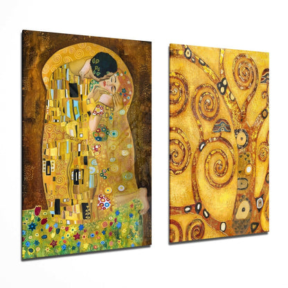 Klimt 2dílné skleněné nástěnné umění