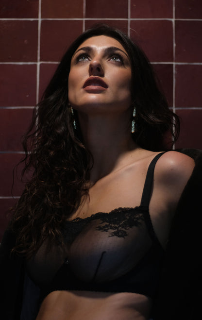Kim High Neck Sheer Lace Underwire Bra