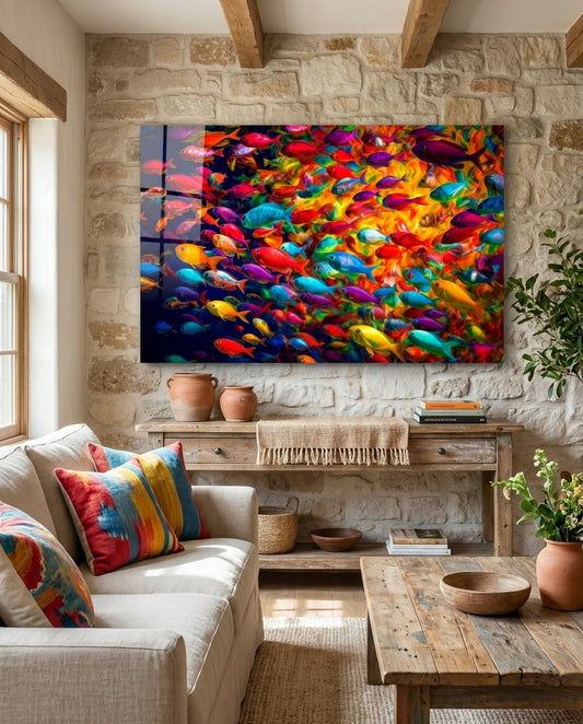 Fish World Glasvæg Kunst || Designer Kollektion