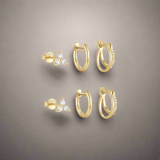 Dainty Earring Set | 6 Pairs of Hypoallergenic Sparkling Hoops 0