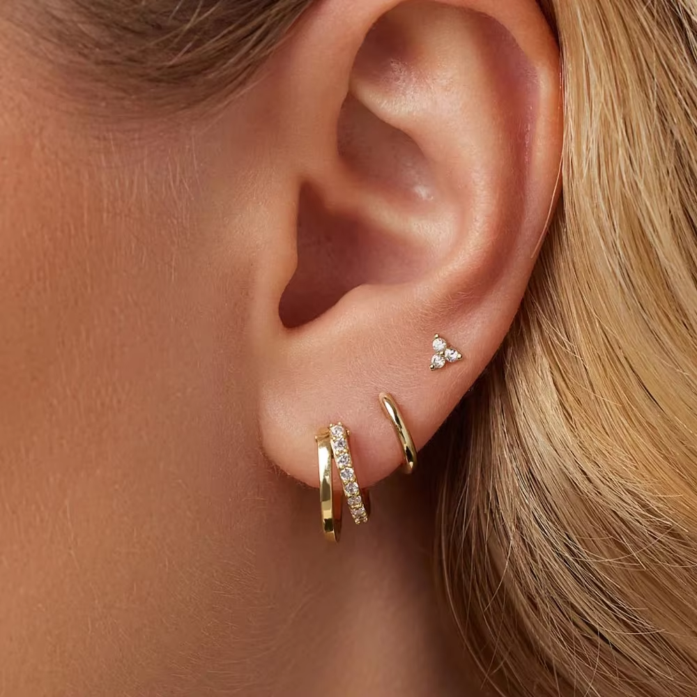 Dainty Earring Set | 6 Pairs of Hypoallergenic Sparkling Hoops 1