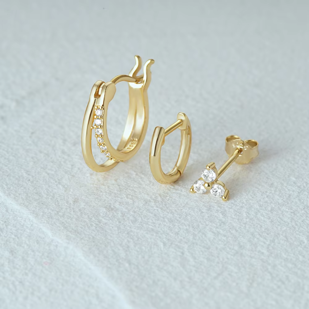 Dainty Earring Set | 6 Pairs of Hypoallergenic Sparkling Hoops 2