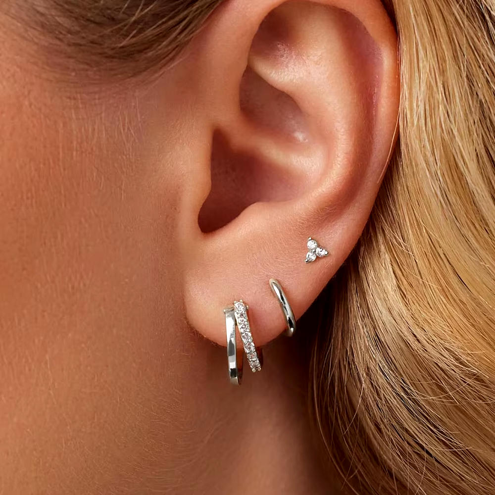 Dainty Earring Set | 6 Pairs of Hypoallergenic Sparkling Hoops 3