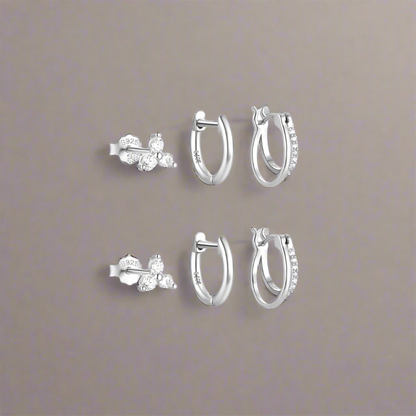 Dainty Earring Set | 6 Pairs of Hypoallergenic Sparkling Hoops 4