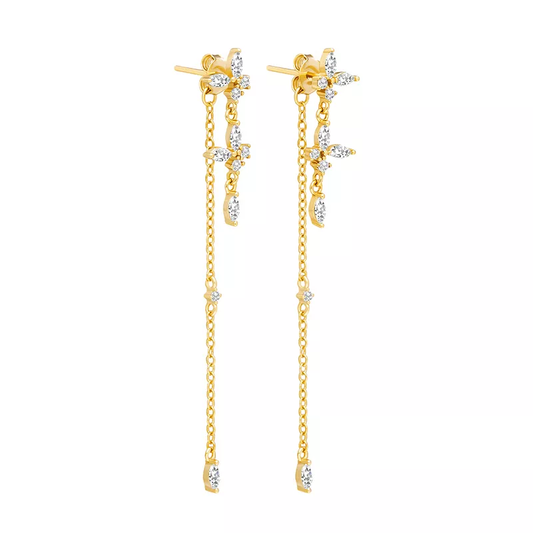 Dainty Flower Chain Earrings | Durable Stainless Steel Design 0