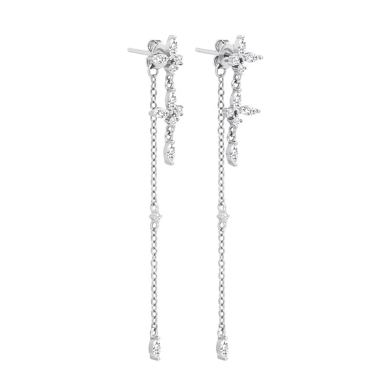 Dainty Flower Chain Earrings | Durable Stainless Steel Design 2