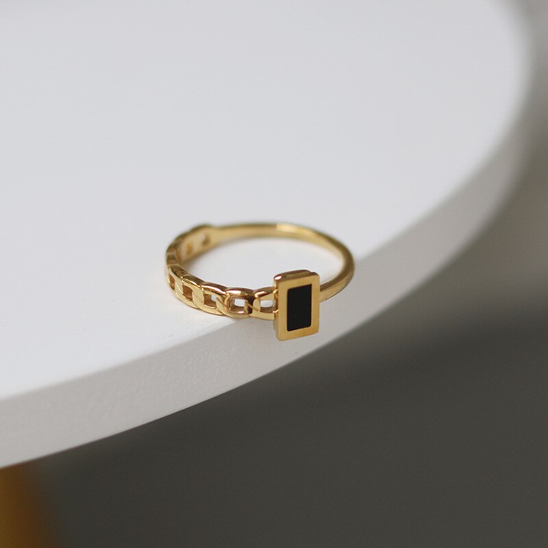 Dainty Onyx Ring | Hypoallergenic 18K Stainless Steel with Tarnish Resistance 0
