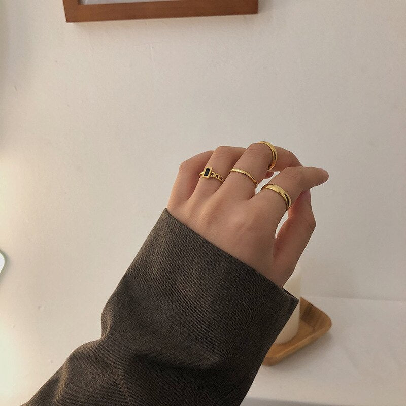 Dainty Onyx Ring | Hypoallergenic 18K Stainless Steel with Tarnish Resistance 1