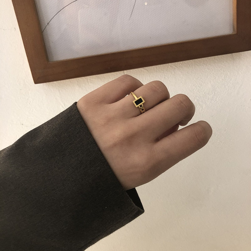 Dainty Onyx Ring | Hypoallergenic 18K Stainless Steel with Tarnish Resistance 3