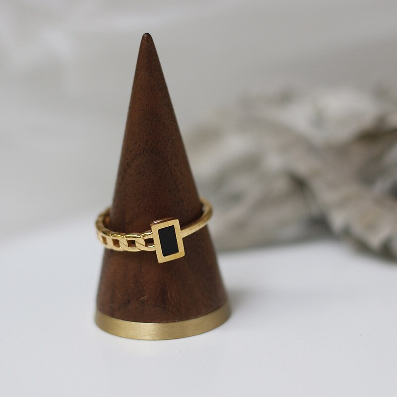 Dainty Onyx Ring | Hypoallergenic 18K Stainless Steel with Tarnish Resistance 4