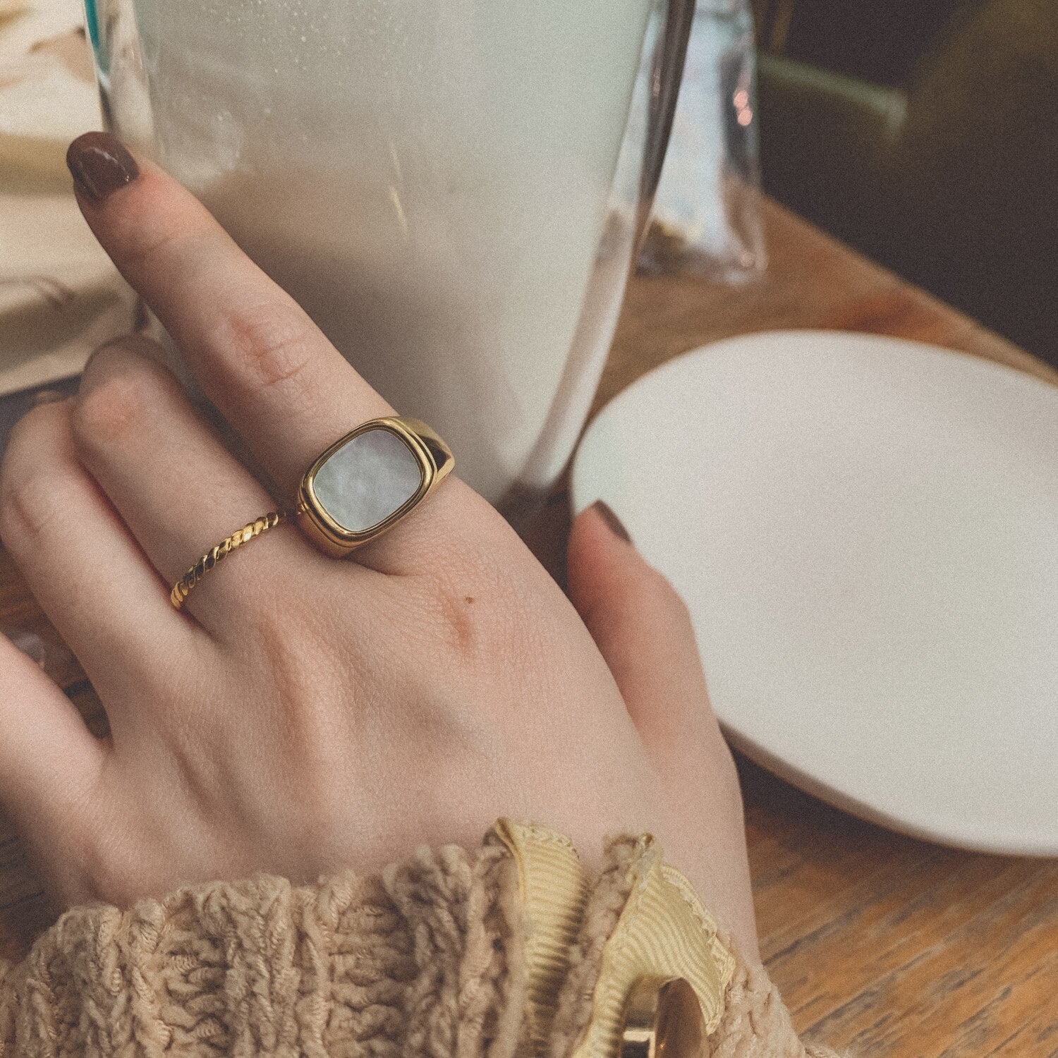 Dainty Opal Ring | Elegant 18K Stainless Steel, Hypoallergenic 4