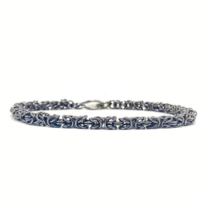 Delicate Byzantine Chainmaille Bracelet in Oxidized Silver