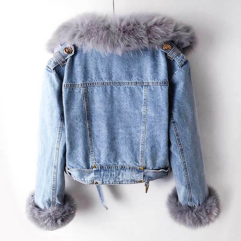 Denim Fur Jacket | Organic Denim with Plush Lining and Cropped Design 2