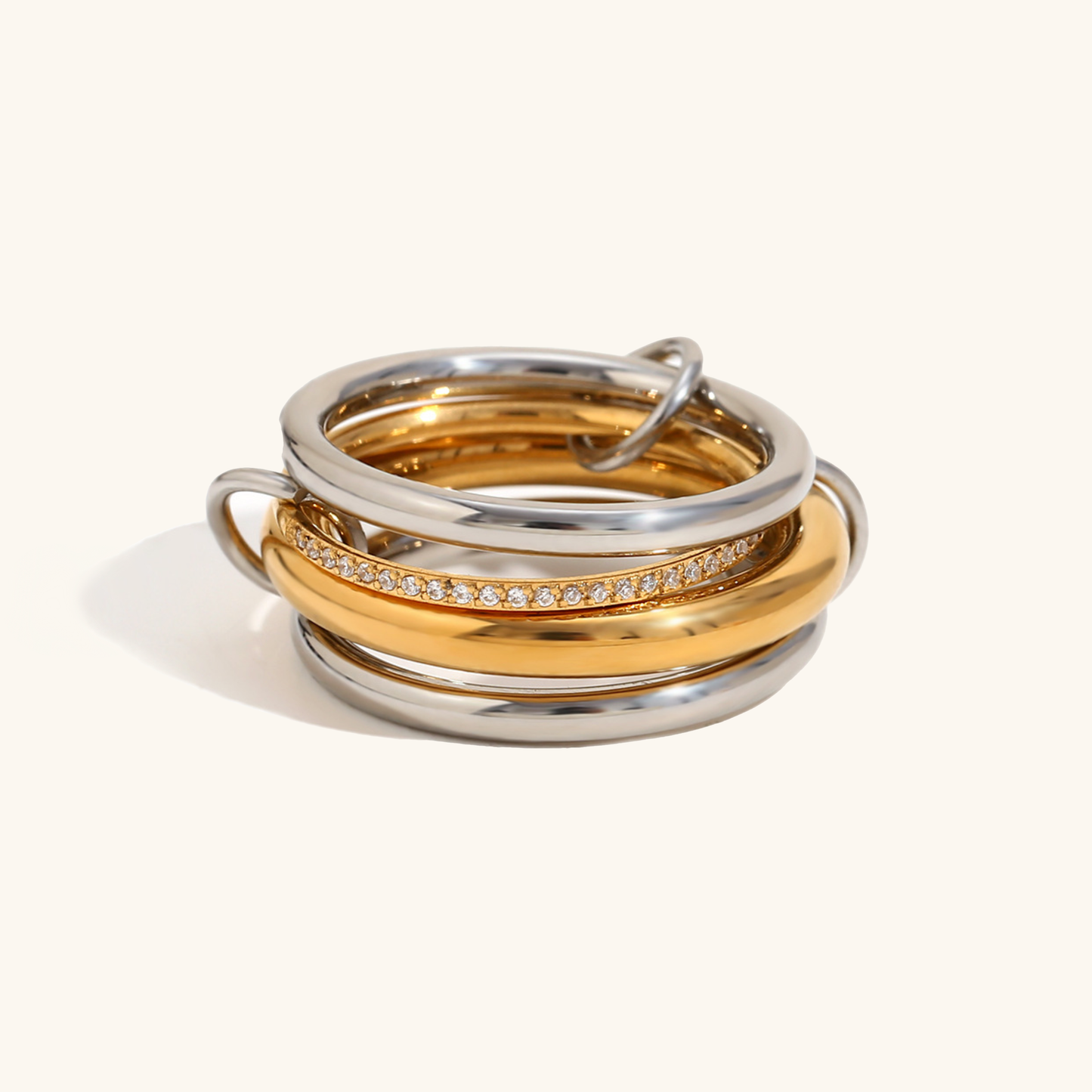 Diamond Ring Stack | Hypoallergenic Modern Stainless Steel Design 0