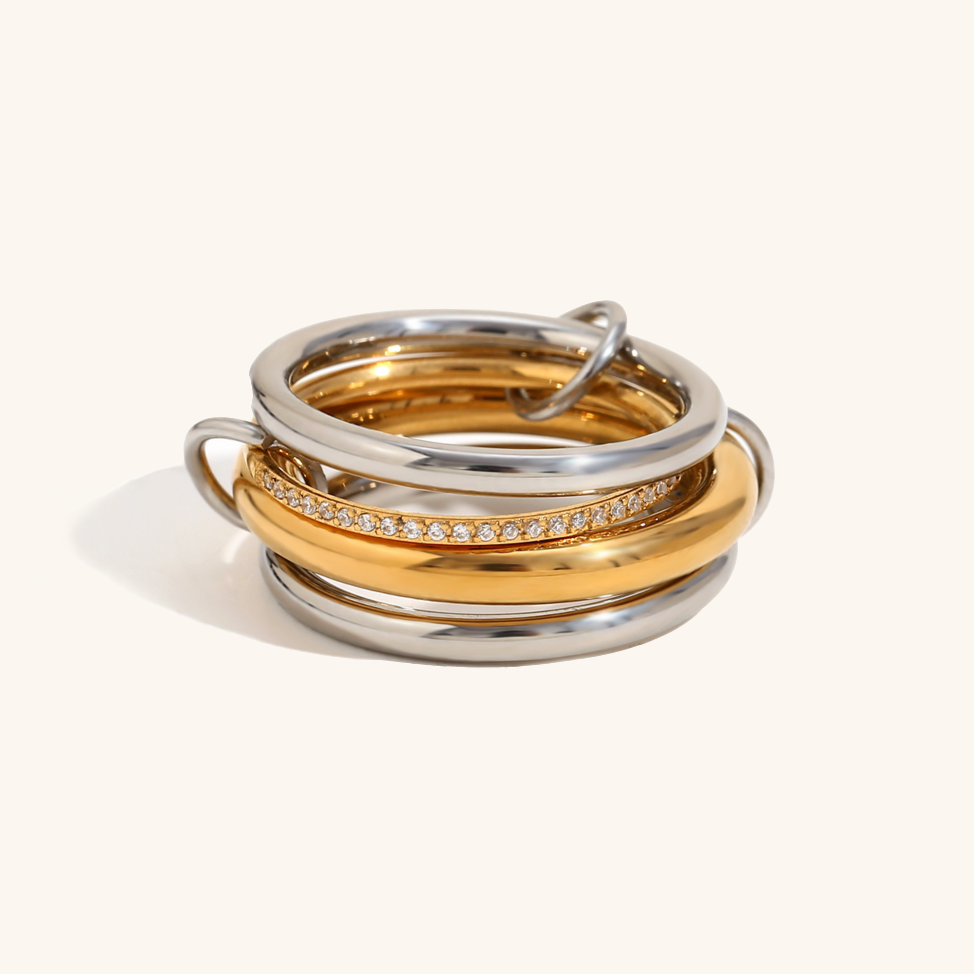 Diamond Ring Stack | Hypoallergenic Modern Stainless Steel Design 0