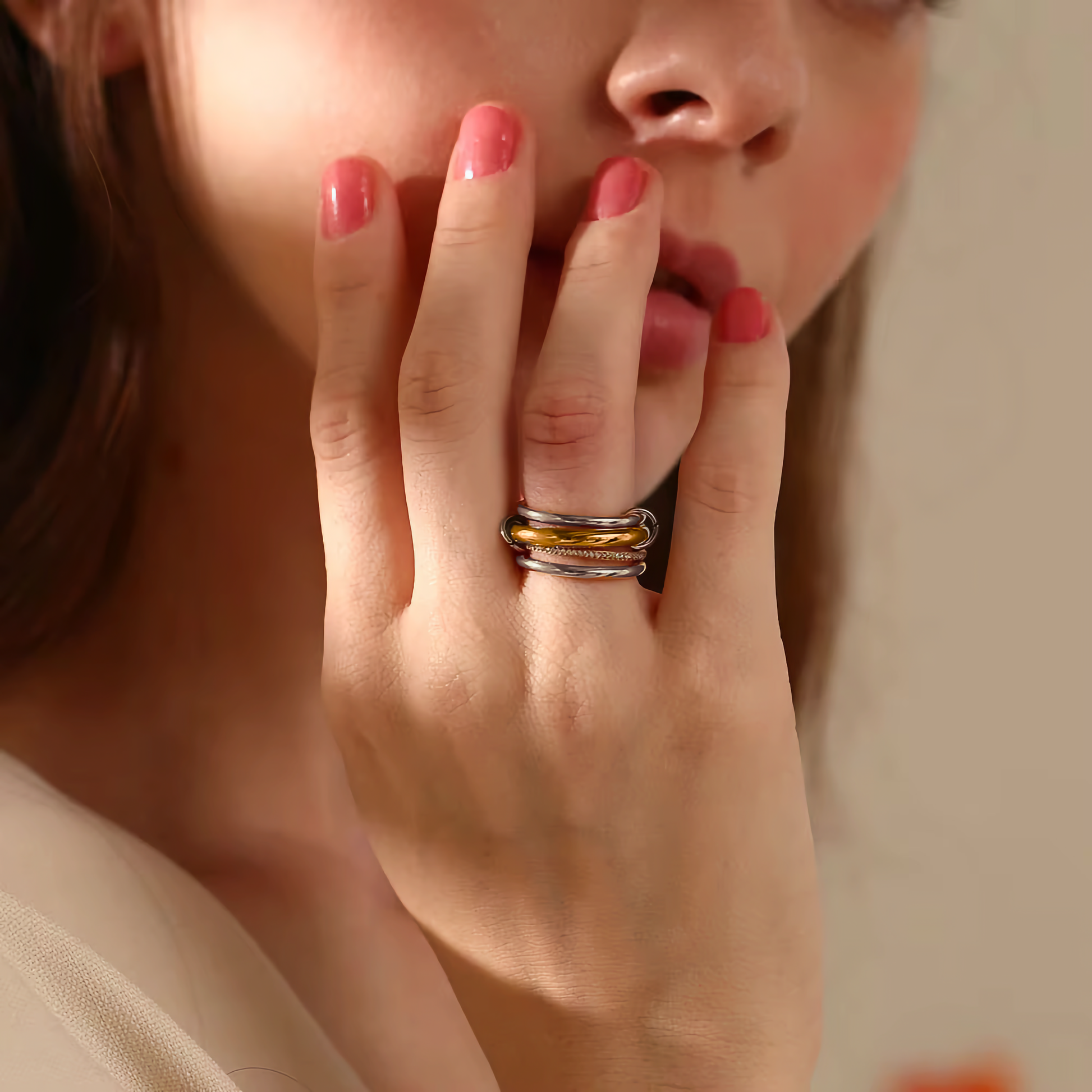 Diamond Ring Stack | Hypoallergenic Modern Stainless Steel Design 1