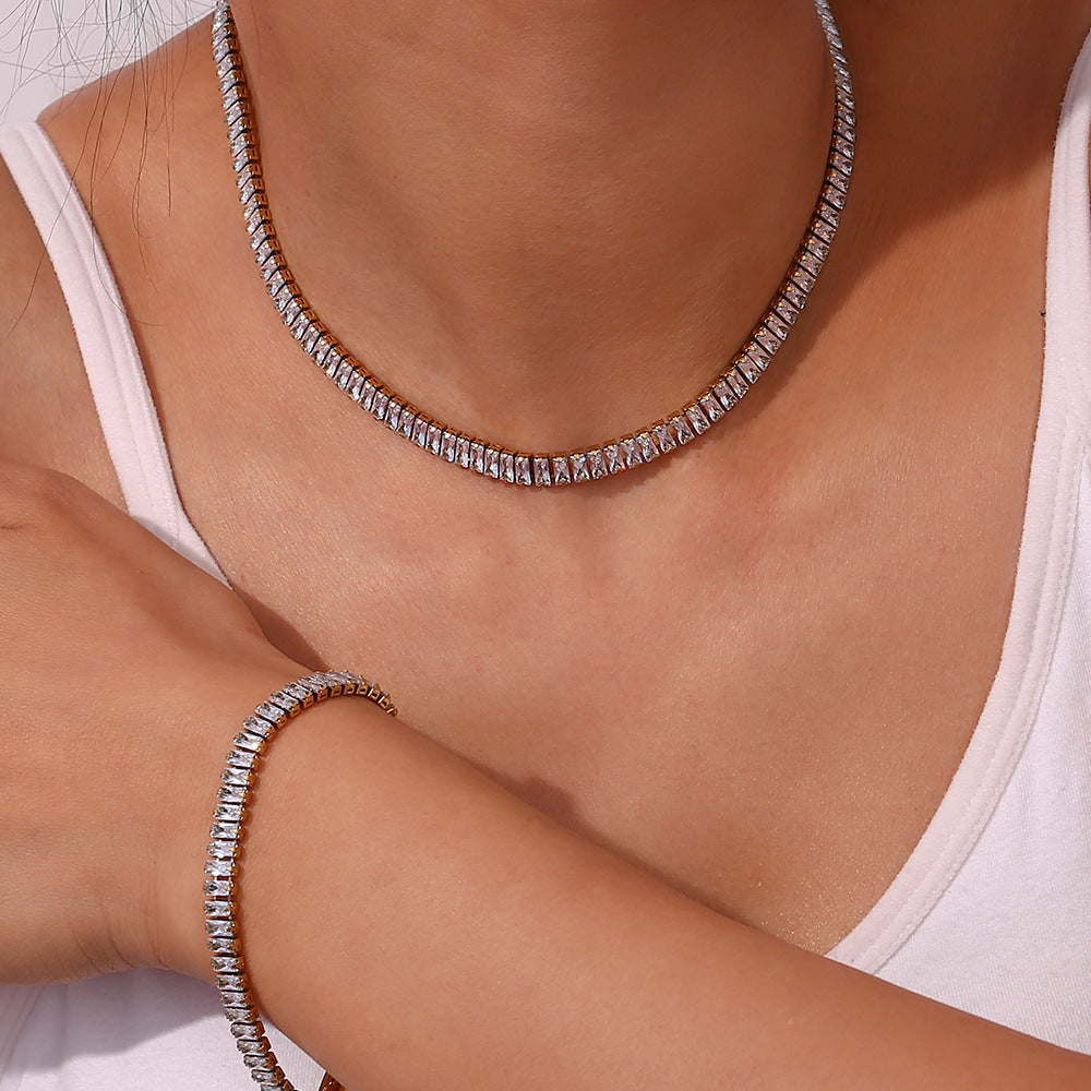 Diamond Simulant Necklace | 18K Gold Plated, Hypoallergenic & Durable 1