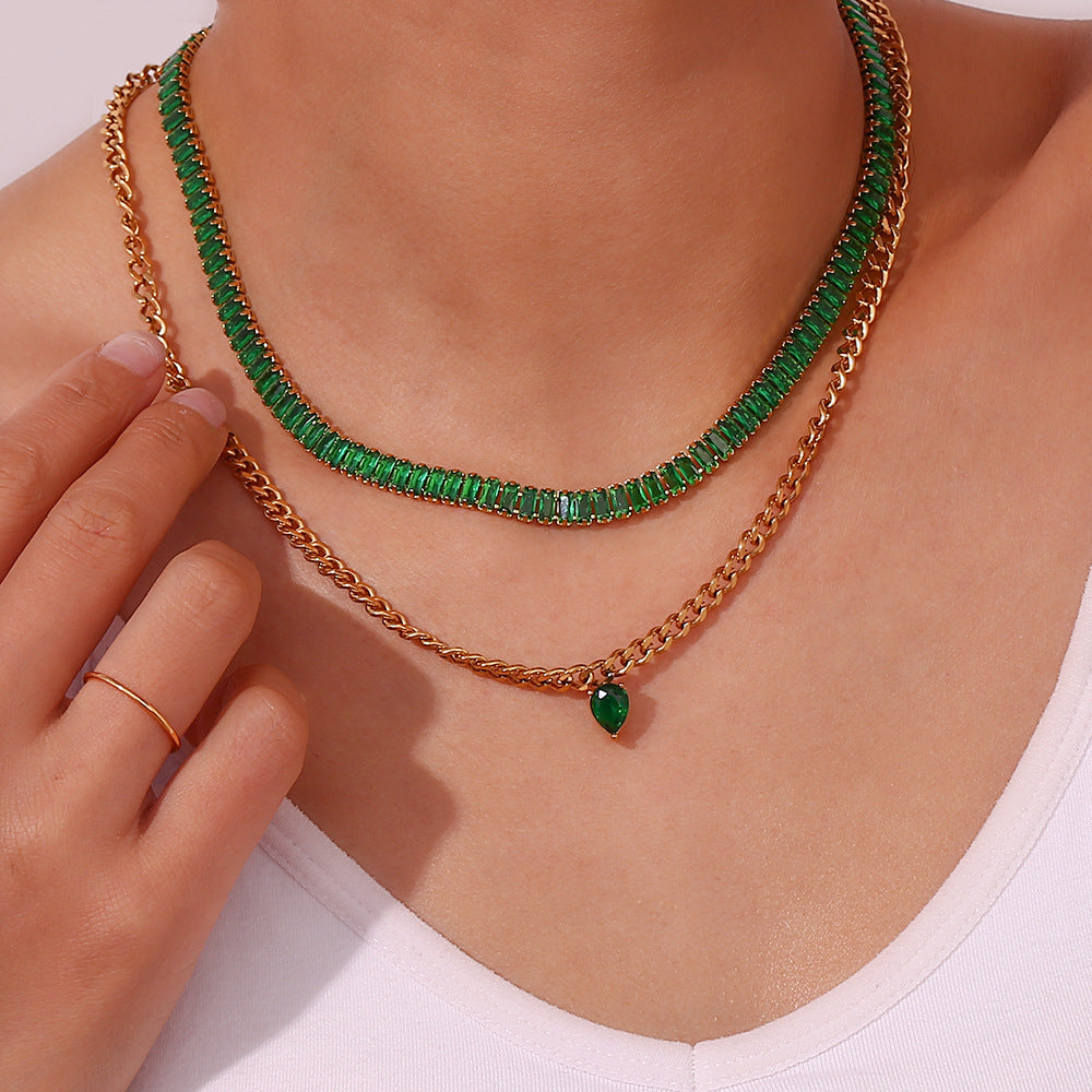 Diamond Simulant Necklace | 18K Gold Plated, Hypoallergenic & Durable 3