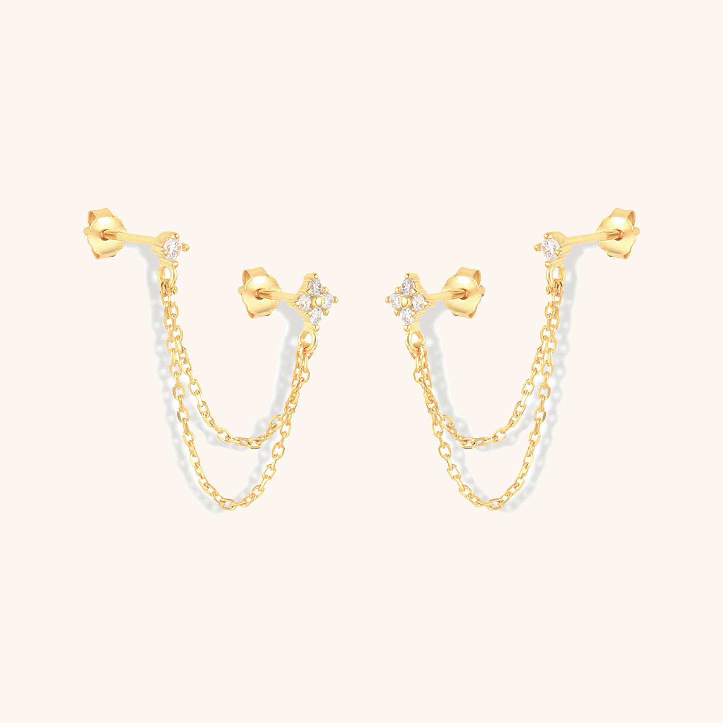 Diamond Stud Earrings | Hypoallergenic Gold Plated S925 Silver with Timeless Design 0