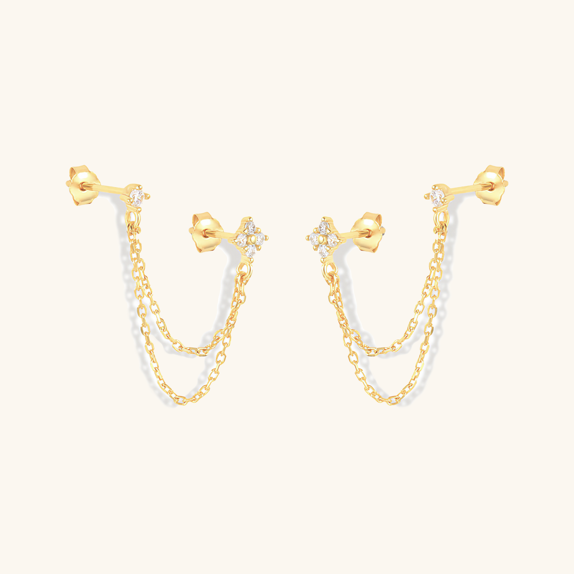 Diamond Stud Earrings | Hypoallergenic Gold Plated S925 Silver with Timeless Design 0
