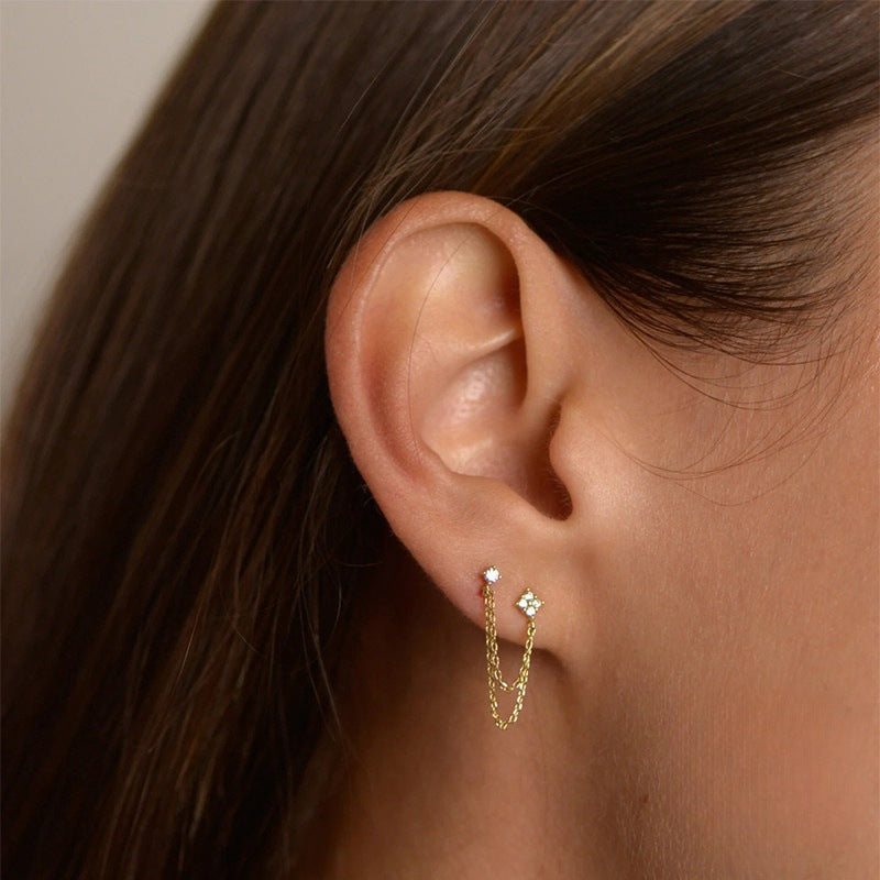 Diamond Stud Earrings | Hypoallergenic Gold Plated S925 Silver with Timeless Design 1