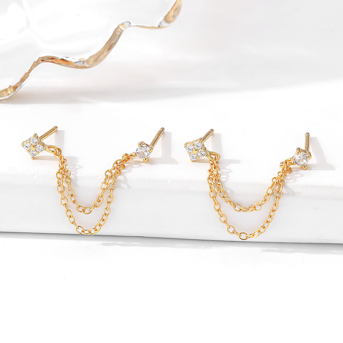 Diamond Stud Earrings | Hypoallergenic Gold Plated S925 Silver with Timeless Design 2