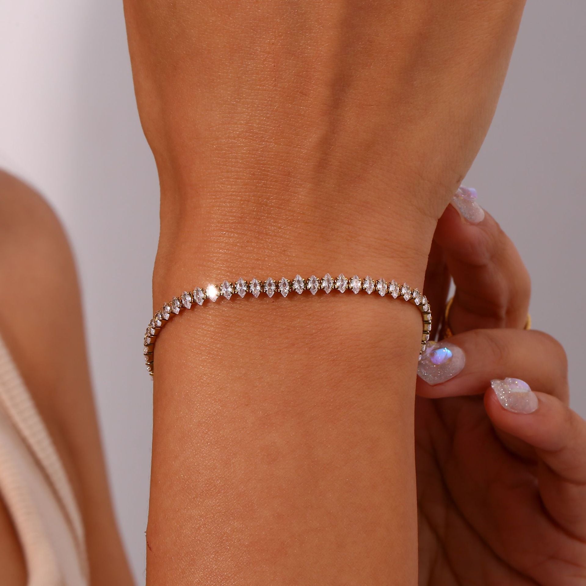Diamond Tennis Bracelet | Hypoallergenic 18K Gold Plated with Durable Design 1