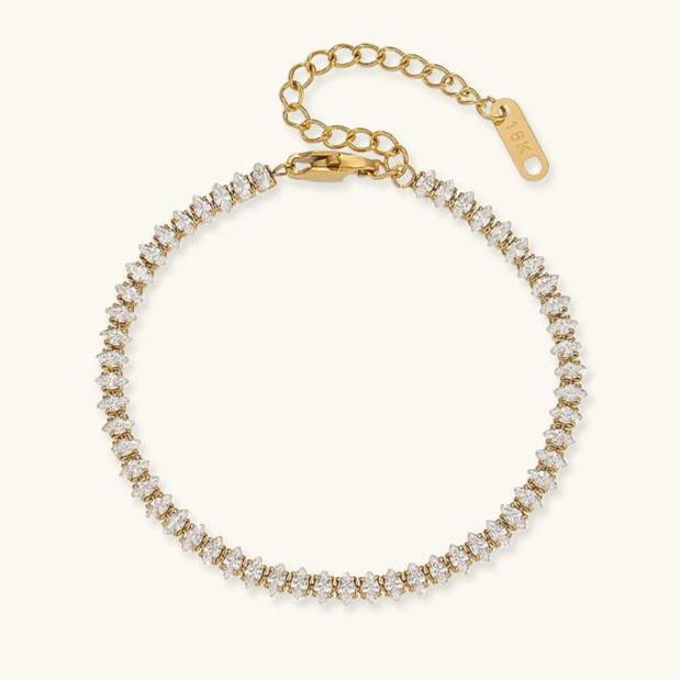 Diamond Tennis Bracelet | Hypoallergenic 18K Gold Plated with Durable Design 2