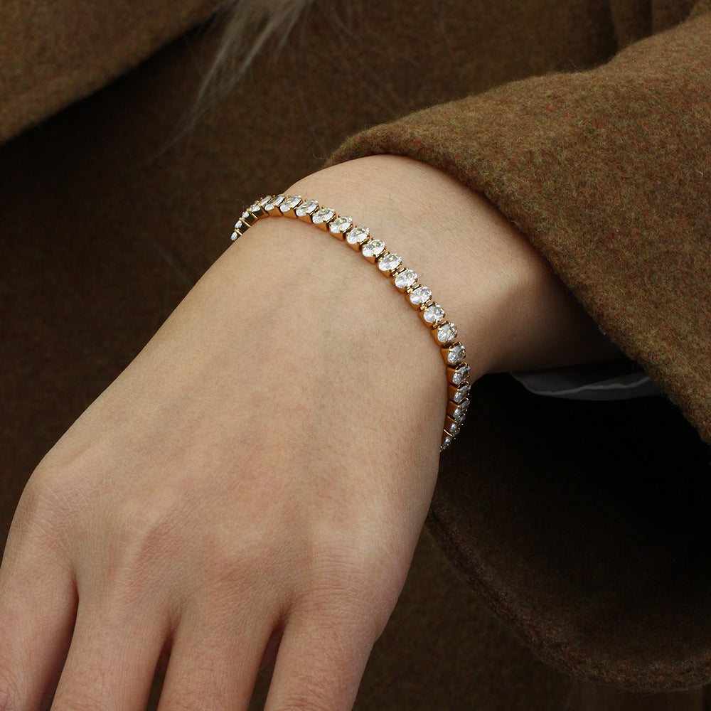 Diamond Tennis Bracelet | Hypoallergenic 18K Gold Plated with Durable Design 4