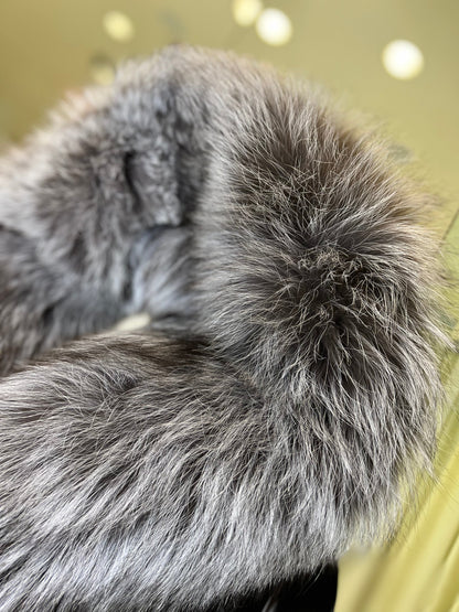 Genuine Silver Fox Fully Lined Hood Rabbit Insulated Parka