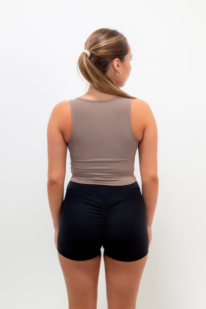 I Am Self Love Ribbed Quick-Dry Butter Taupe Tank